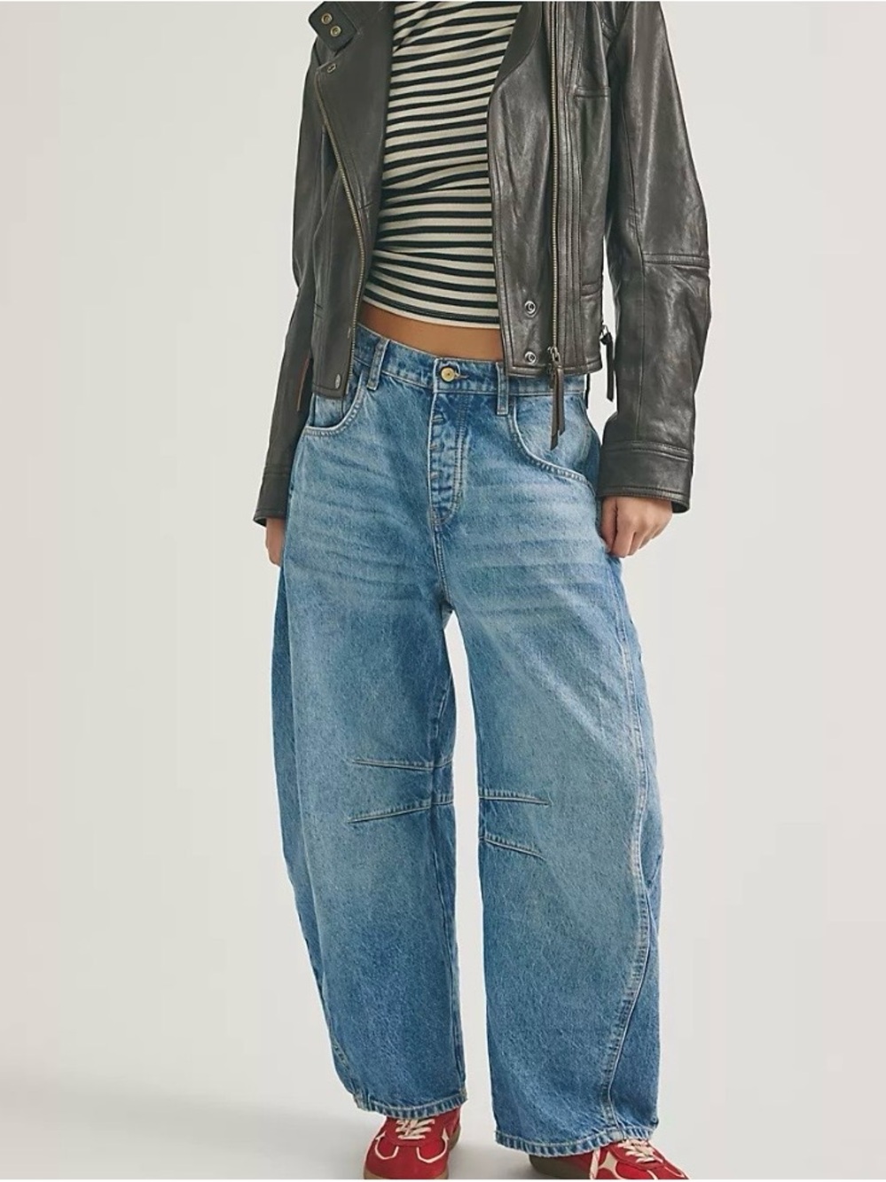 Free People Barrel Blue Jeans